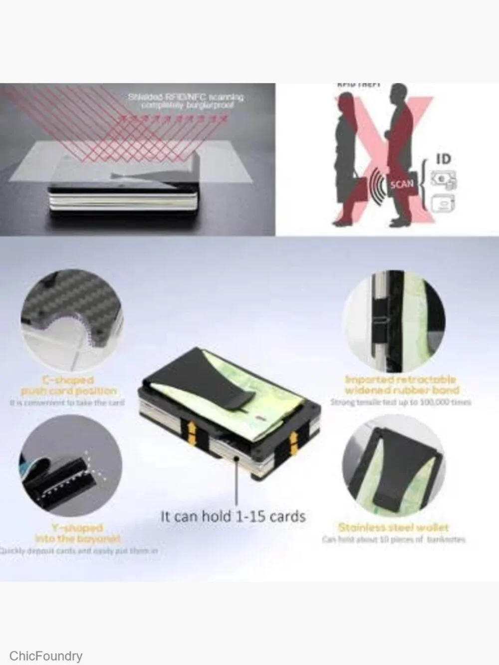 RFID Blocking Carbon Fiber Money Clip Wallet - Slim Minimalist